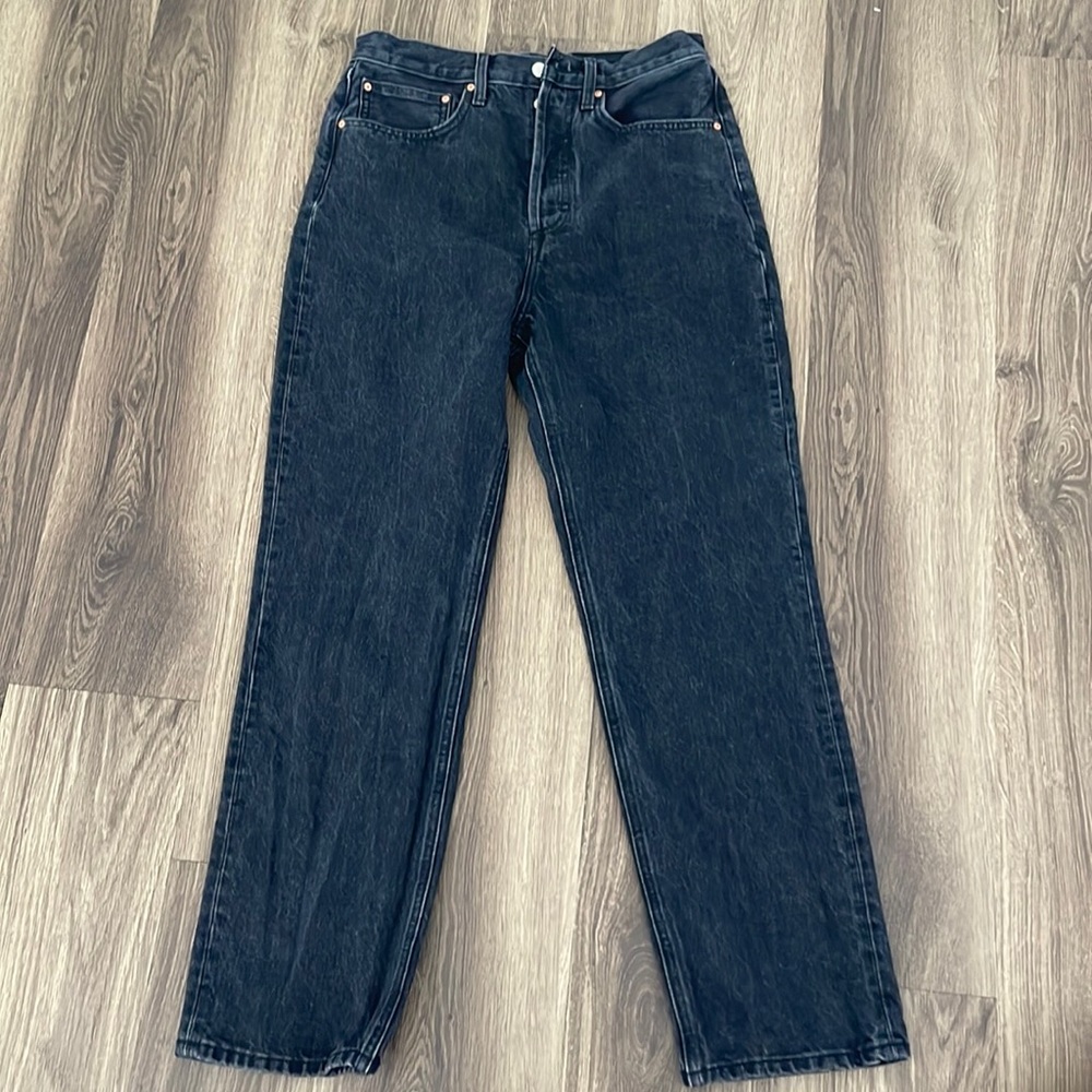 Aritzia Denim Forum Joni High Rise Loose Jeans in Black Size 27
